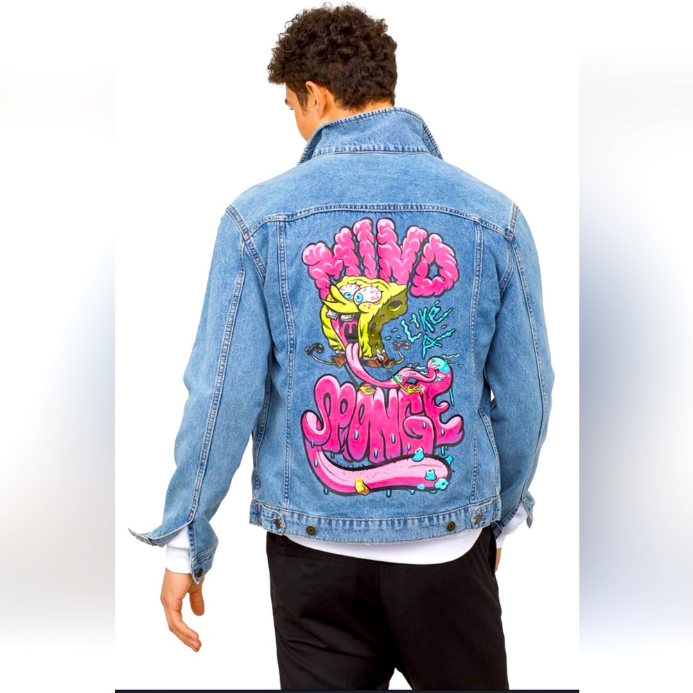 SpongeBob Graffiti Art Paint Style Jean Jacket M